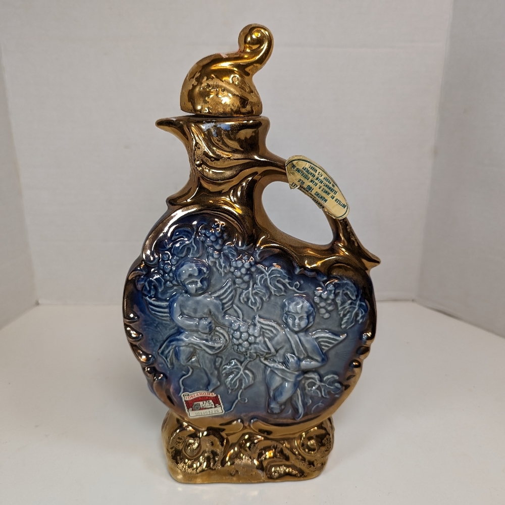 James B Beam 1974 Vintage Decanter Regal China Bottle Gold Blue Angels EMPTY